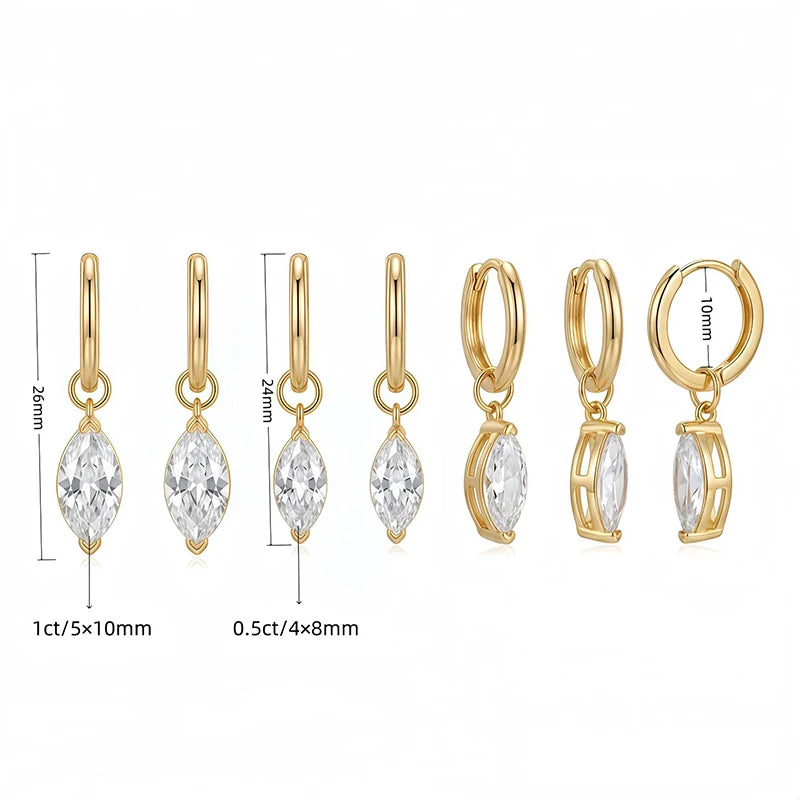 NeeTim D color marquise cut moissanite drop dangle earrings in 925 sterling silver hoops for women