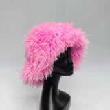 Women's faux wool curly fur bucket hat by HSF Marketplace, soft textured design in a trendy style