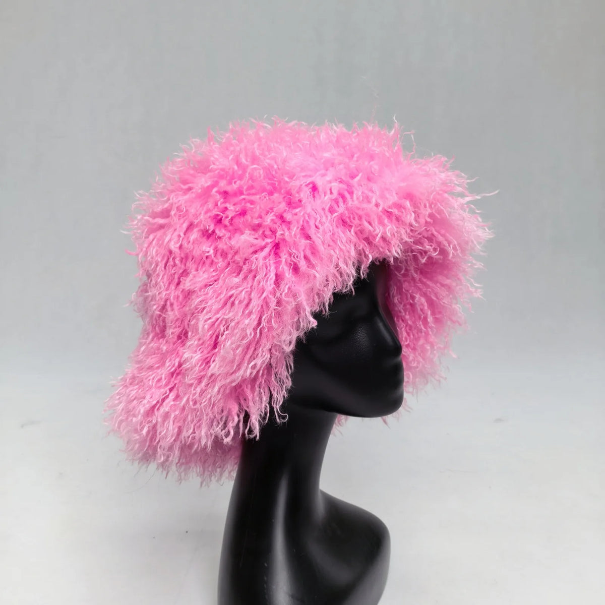 Women's faux wool curly fur bucket hat by HSF Marketplace, soft textured design in a trendy style