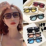 Square big frame sunglasses for men and women by HSF Marketplace, lightweight black and yellow UV protection sun glasses.