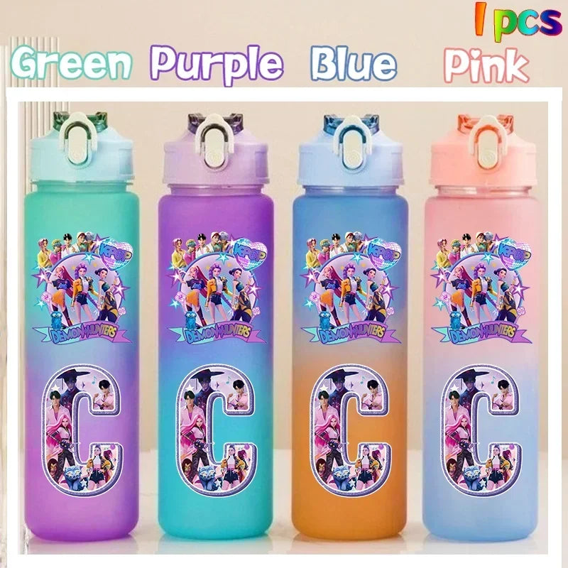Kpop Demon Hunters gradient color water cup with straw, 750ml HSF Marketplace K-culture merch