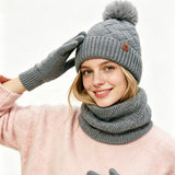Women's warm woolen hat, scarf, and gloves winter set by HSF Marketplace