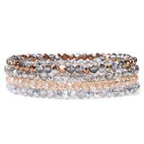 4pcs/set Gold Color Crystal Beads Bracelets For Women Girl Natural Stone Austria Crystal Glass Elastic Bracelet Set Jewelry