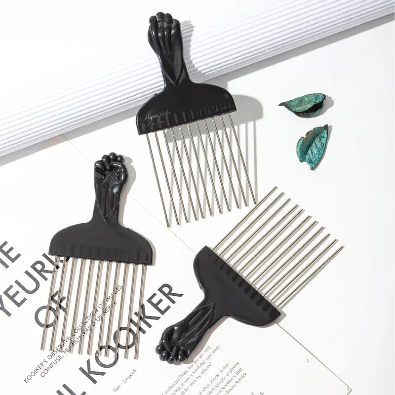 Black Metal Hair Comb Men's Hairdressing Combs Barbershop Hair Dye Brush African Pick Afro Hairbrush Hair Salon Styling Tools