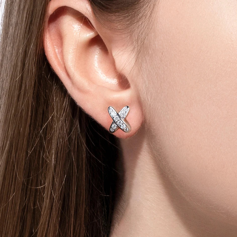 AnuJewel D Color VVS1 moissanite classic cross stud earrings in 925 sterling silver for women