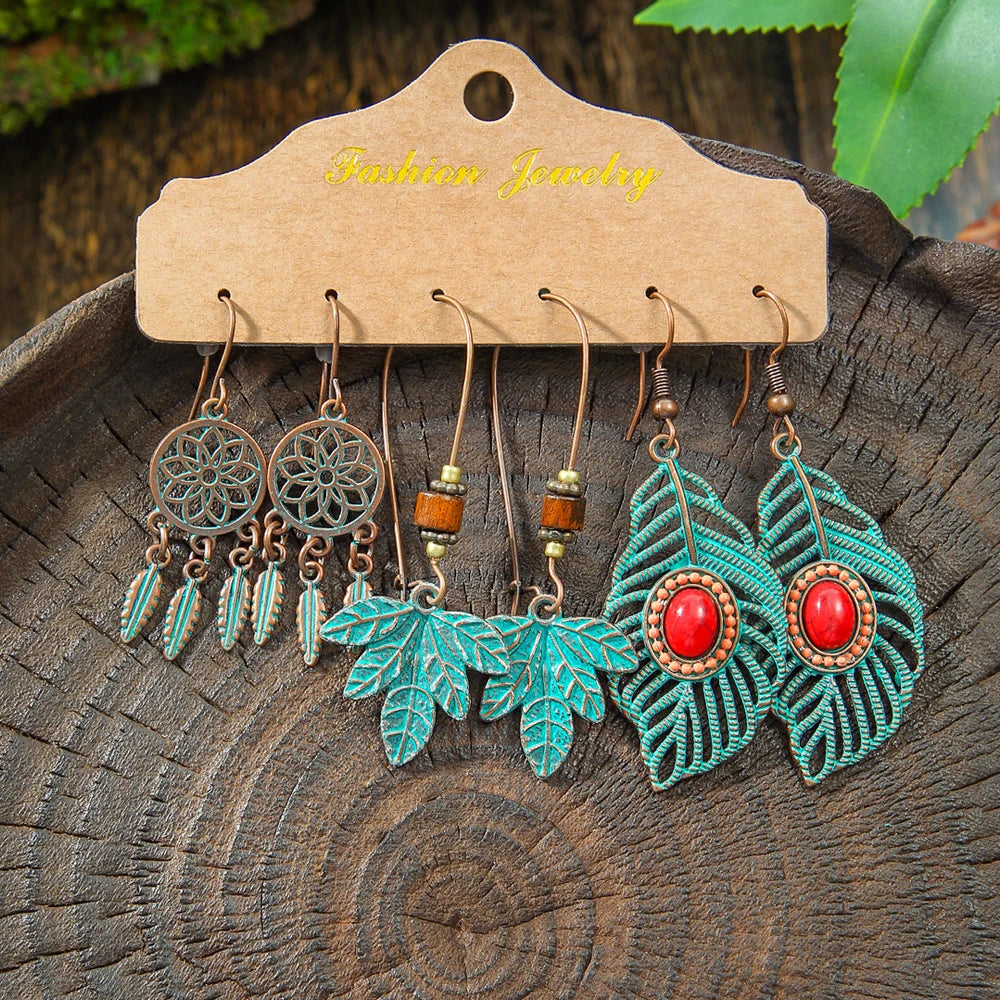 Boho vintage antique bronze tassel dangle earrings for women by HSF Marketplace