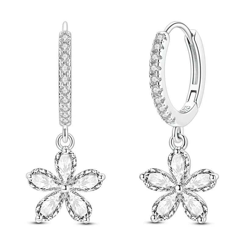 Hypoallergenic CZ zircon hoop earrings in 925 sterling silver by HSF Marketplace