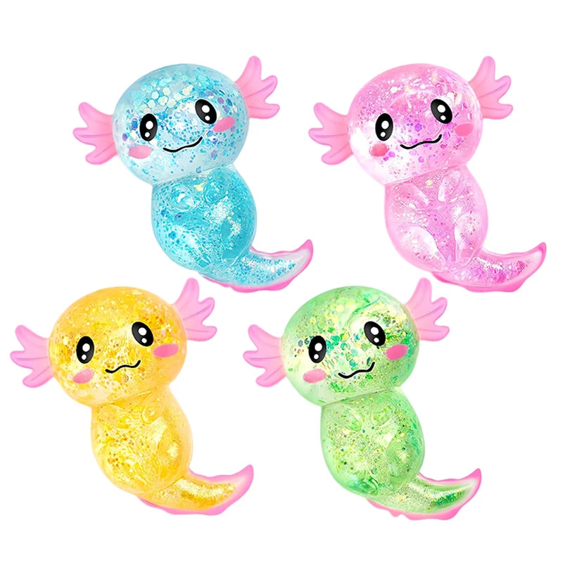 Squishy Maltose Axolotl Fidget Toys Soft Glitter Slow Rebound Anxiety Relief Squeeze Stress Ball ASMR Sensory Anti Stress Toy