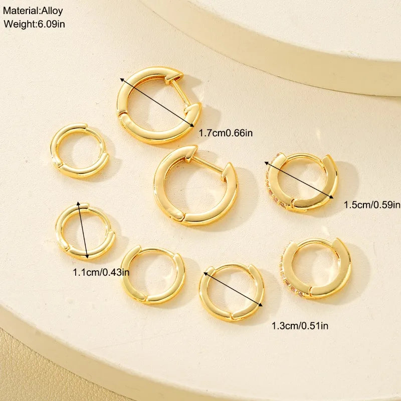 Trendy crystal huggie hoop earrings for women, 8-piece jewelry set by HSF Marketplace