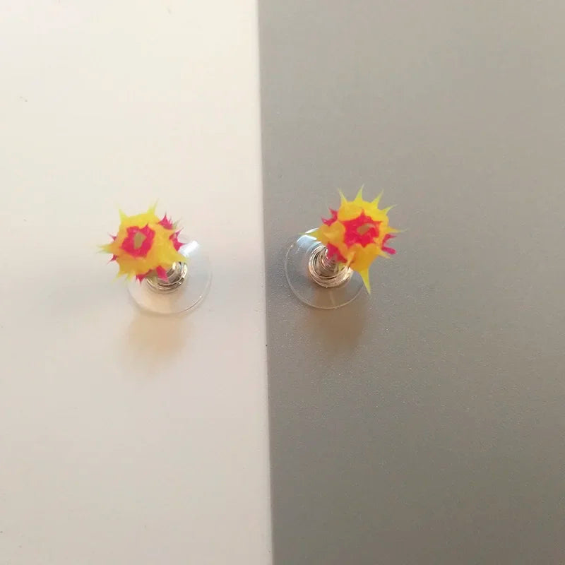 Colorful silicone ball stud earrings in Japanese Korean style, patterned children’s jewelry by HSF Marketplace