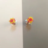 Colorful silicone ball stud earrings in Japanese Korean style, patterned children’s jewelry by HSF Marketplace