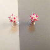 Colorful silicone ball stud earrings in Japanese Korean style for girls and teens, childlike patterns