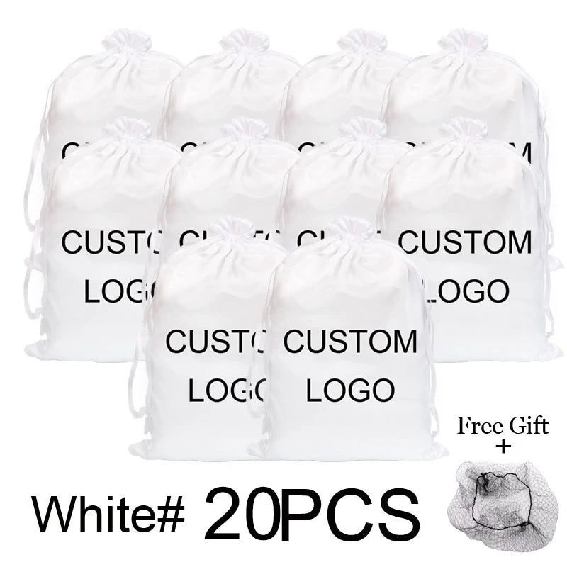 20-piece soft satin wig storage bags for hair extensions, customizable design by HSF Marketplace