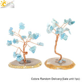 CSJA 7 Chakras Tree of Life Decoration Rose Natural Chip Crystal Handmade Healing Luck Money Trees Feng Shui Home Office  G822