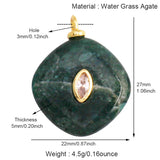 Jade, agate, amethyst, amazonite, water grass, and lapis lazuli charm pendant with 18K gold plating for necklace jewelry crafting.