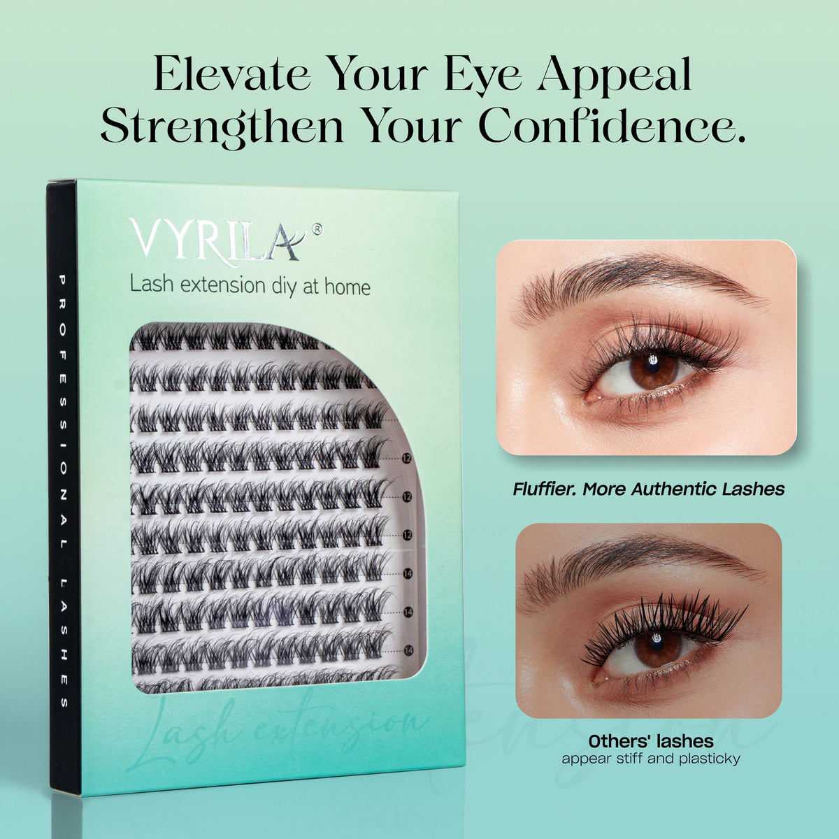 HSF Marketplace C curl mix lash clusters, natural 3D wispy false eyelash extensions