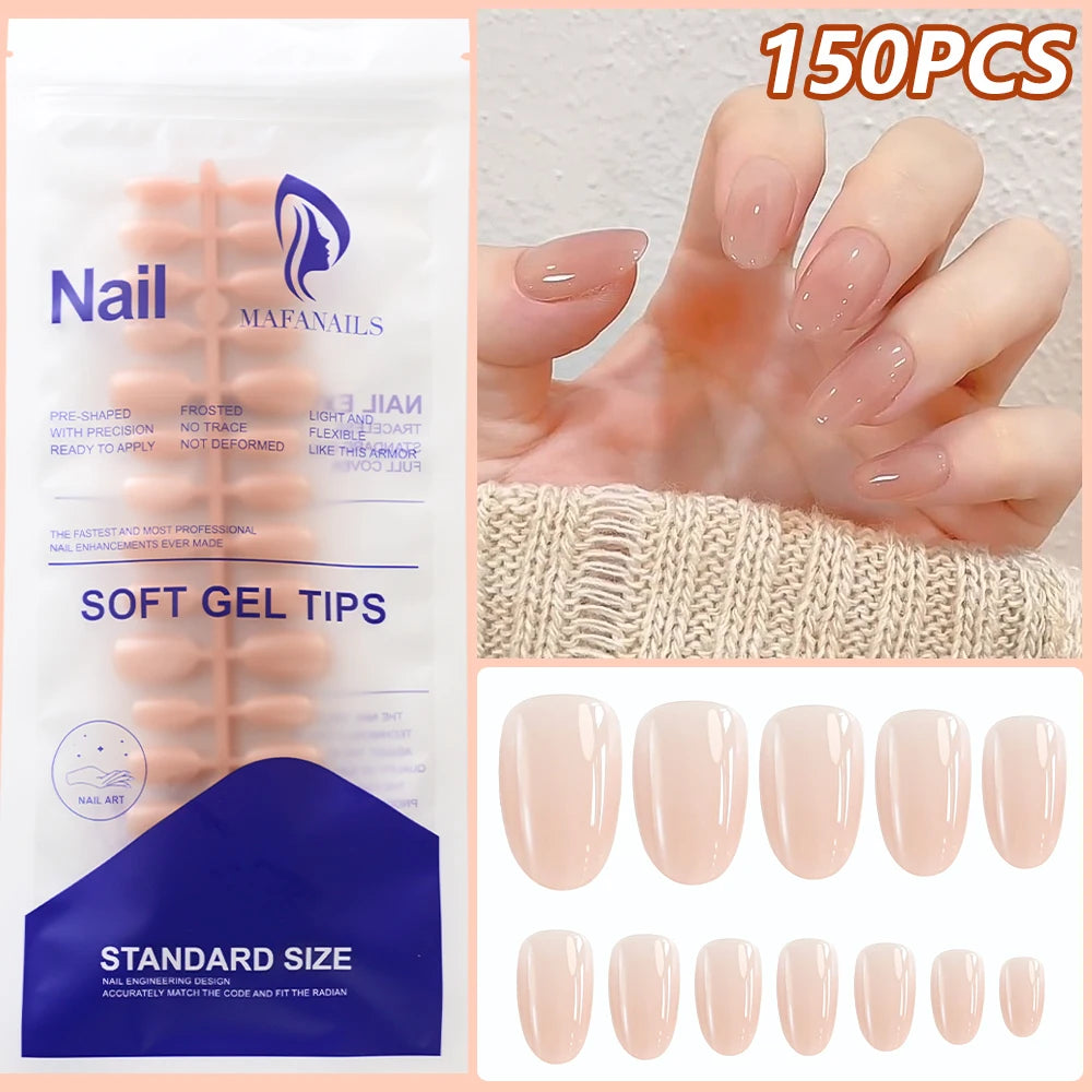 120-piece short square coffin glossy pink French full-cover press-on acrylic false nails