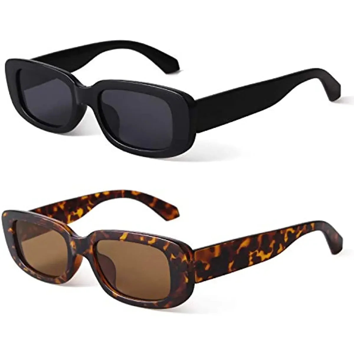 HSF Marketplace retro small rectangle sunglasses with vintage fashion frame and UV400 sun protection