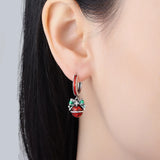 925 sterling silver Christmas dangle earrings for women with festive holiday design