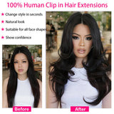 Brown unprocessed Brazilian human hair clip-in extensions, full head seamless straight extension set