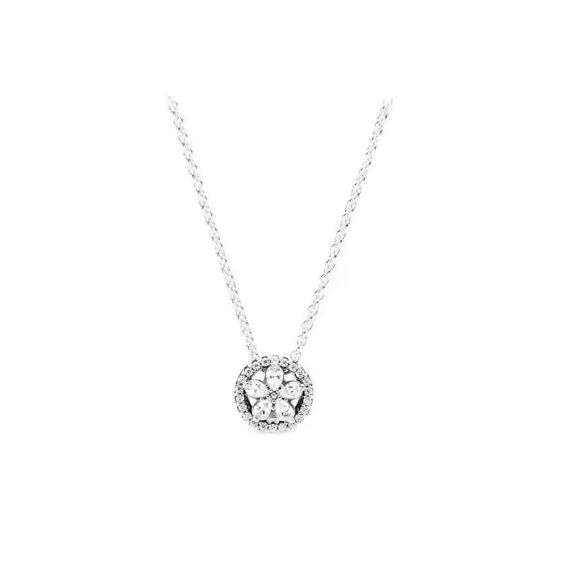 Silver heart pendant necklace with zircon circle charm, S925 silver jewelry, perfect for women's DIY jewelry and gift ideas.