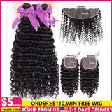 Burmese Hair Weave Bundles With Closure 4x4 5x5 Lace Closure 30 Inch Deep Wave Raw Human Hair Curly Bundles With 13x4 Frontal
