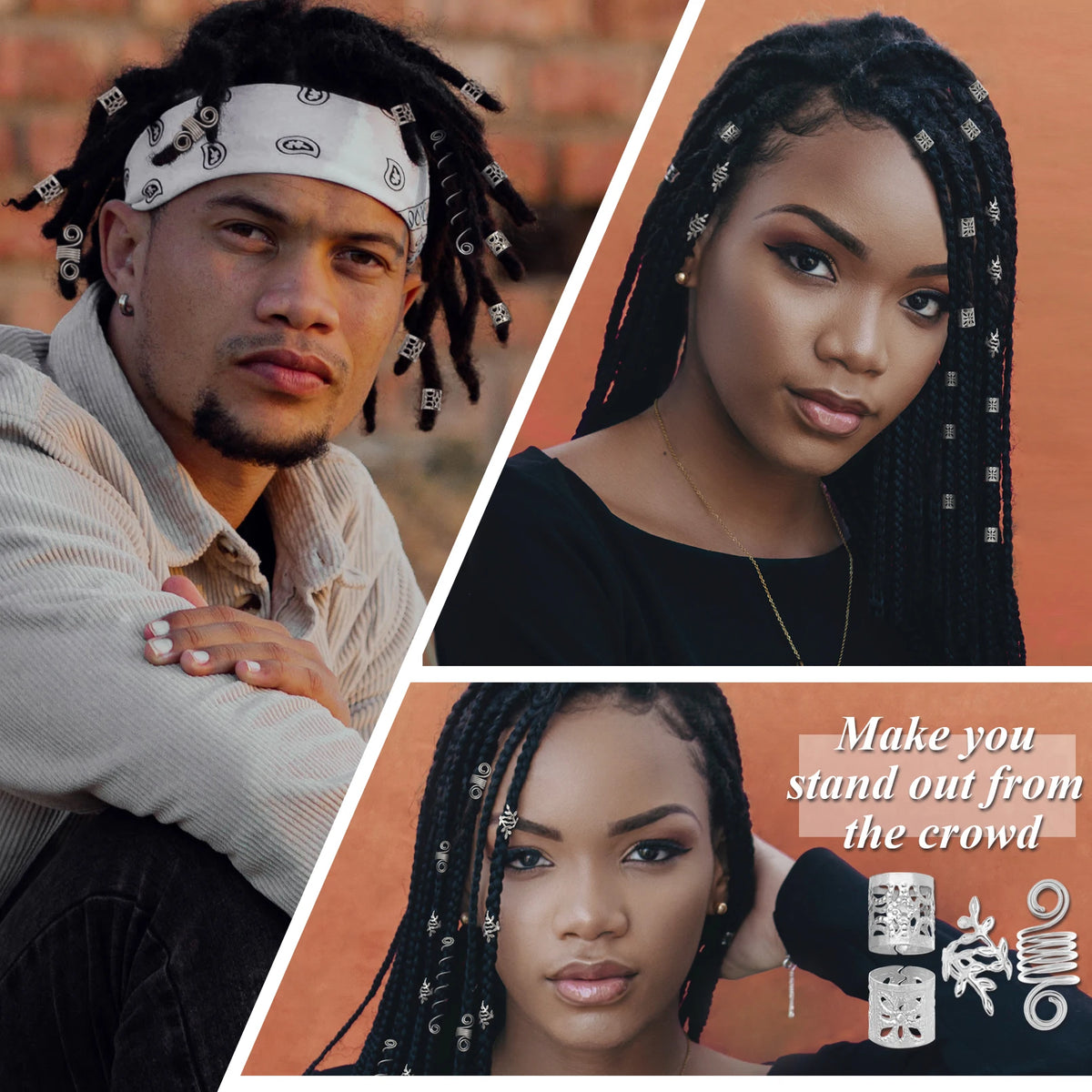 260-piece hair beads and cuffs set for braids and dreadlocks by HSF Marketplace