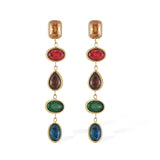 Stainless steel dangle earrings with colorful CZ crystals for women by HSF Marketplace