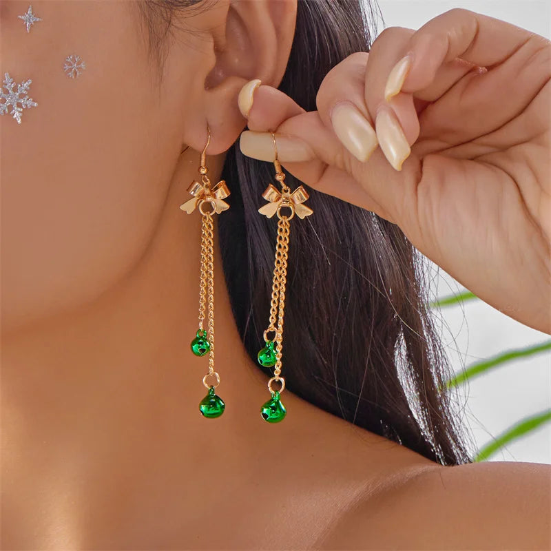 Trendy Christmas asymmetrical dangle earrings for women by HSF Marketplace, festive holiday jewelry