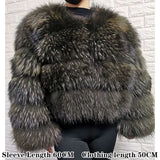 Women's luxury thick real raccoon fur coat in plus sizes by HSF Marketplace