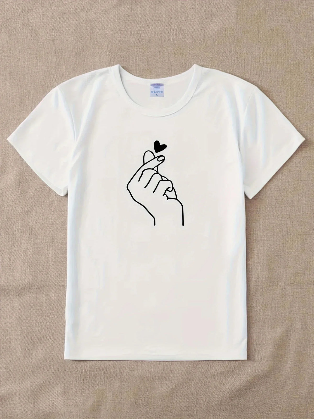 Women's cute heart print crew neck T-shirt by HSF Marketplace