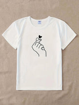 Women's cute heart print crew neck T-shirt by HSF Marketplace