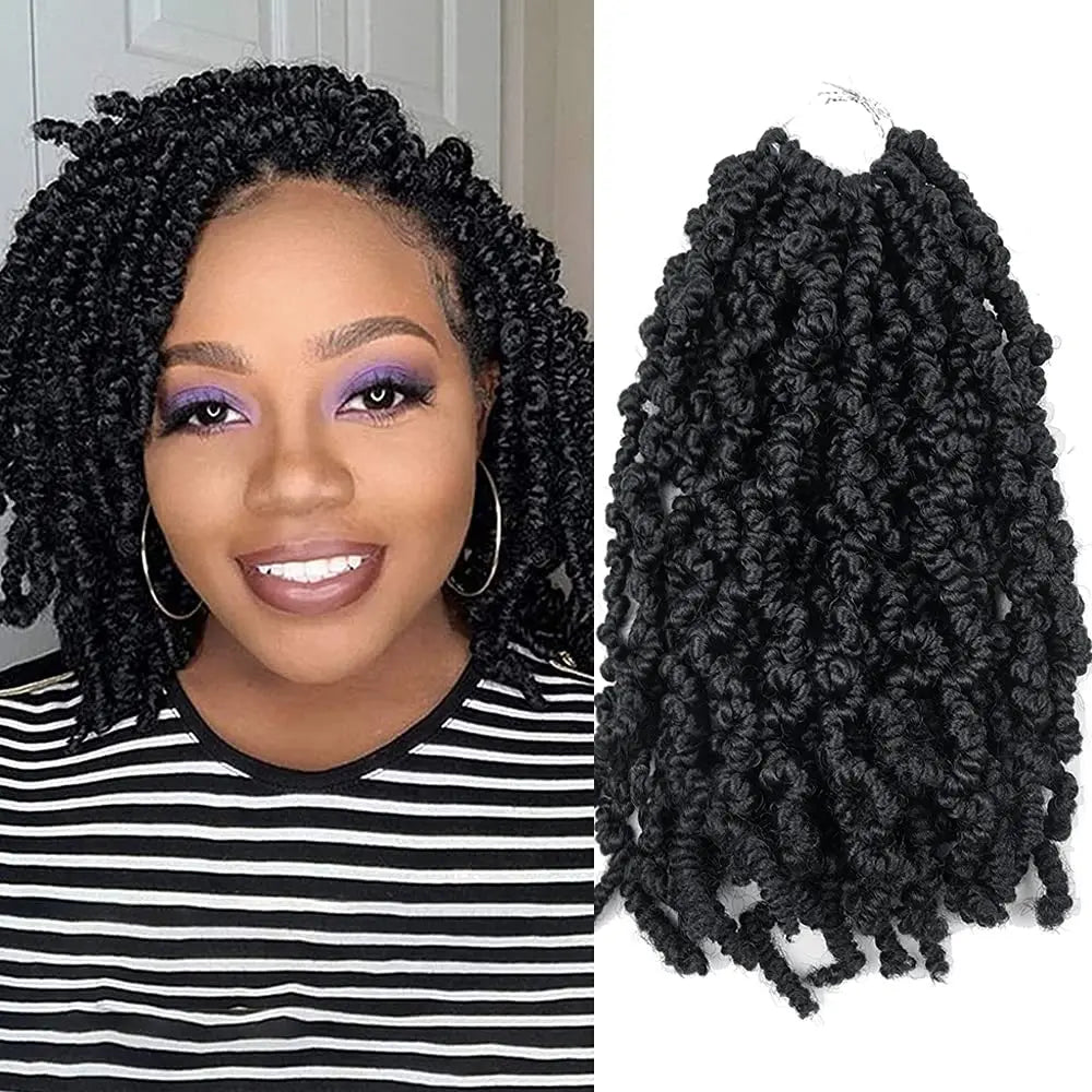 10 Inch Short Curly Spring Pre-twisted Braids Synthetic Crochet Hair Extensions 15 Strands/Pack Ombre Crochet Twist Braids Hair