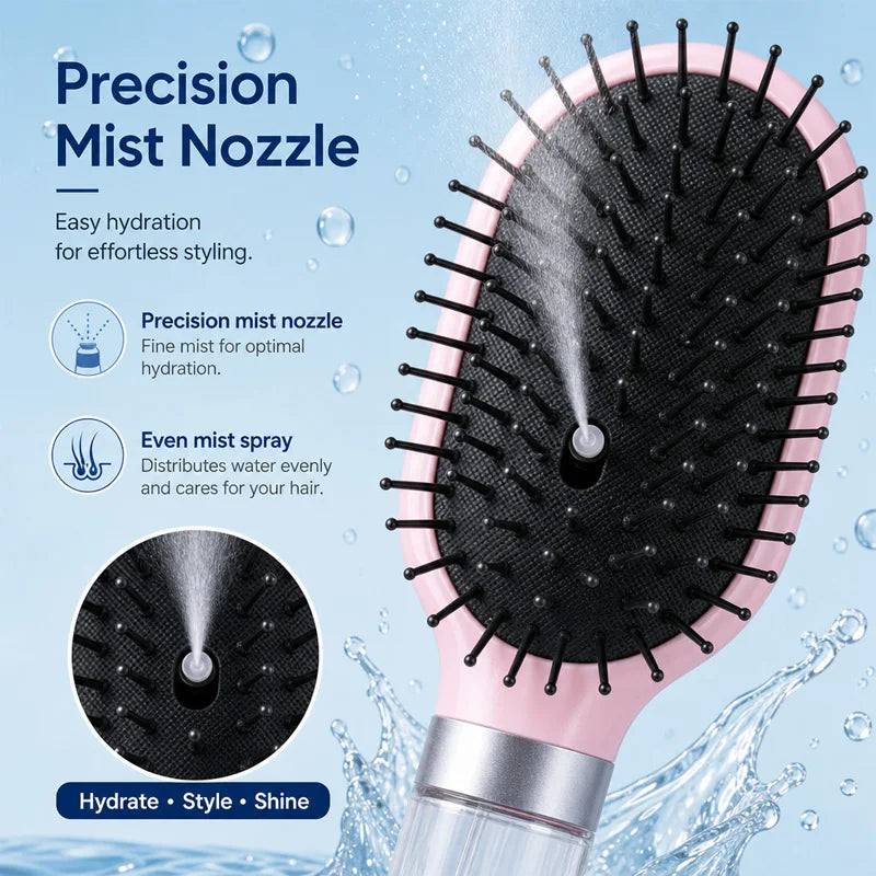 HSF detangling spray hair brush with refillable water tank for hair styling