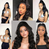 Body wave drawstring ponytail human hair extensions, unprocessed Brazilian Remy, natural black