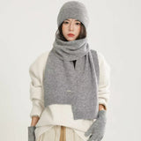 HSF Marketplace wool knitted hat, scarf and gloves set in a coordinated winter style