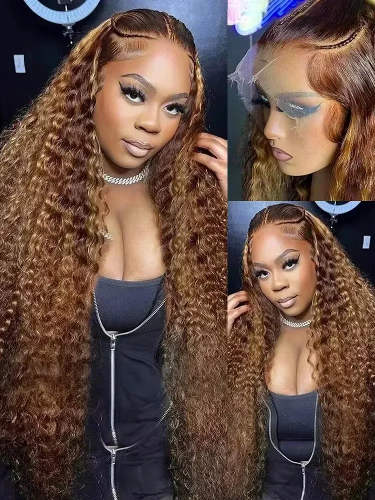 Highlight Curly Lace Front Human Hair Wig 13x4 Vietnamese Honey Blonde Deep Wave Hd Lace Wig 13x6 Human Hair Raw Virgin Hair