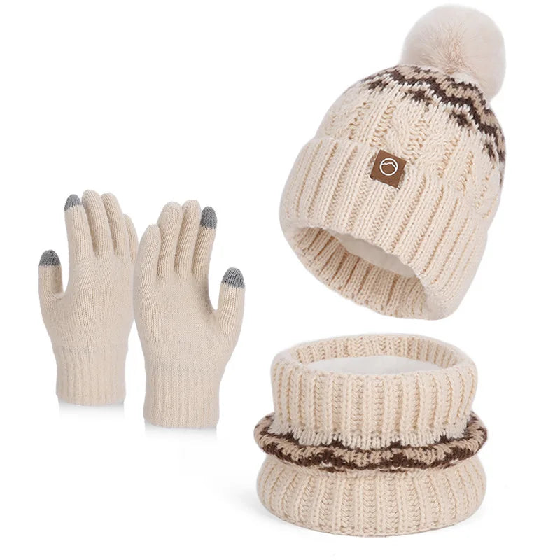 Women's warm knitted beanie cap and scarf set for winter by HSF Marketplace