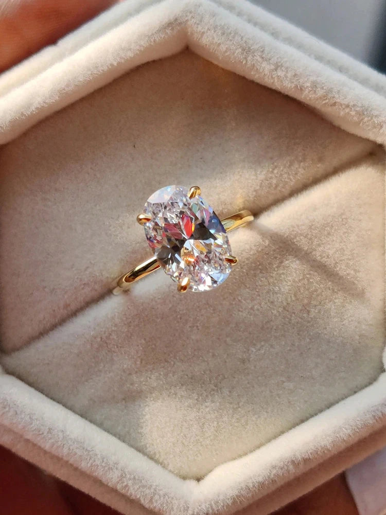925 Sterling Silve Gorgeous Shiny 1-8CT Zircon Oval Stone Ring For Women Engagement Wedding Luxury High Quality Fine Jewelry