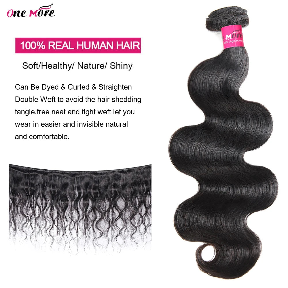 Brazilian Body Wave Human Hair Weave 2x6 with 3/4 Natural Hair Bundles Deep Parting Closure for Hair Extensions