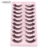 YSDO Natural Mink Eyelashes 3/6/10 Pairs Wispy Faux 3D Mink Lashes Short Fluffy Half False Eyelash Makeup Tools Cat Eye Lashes