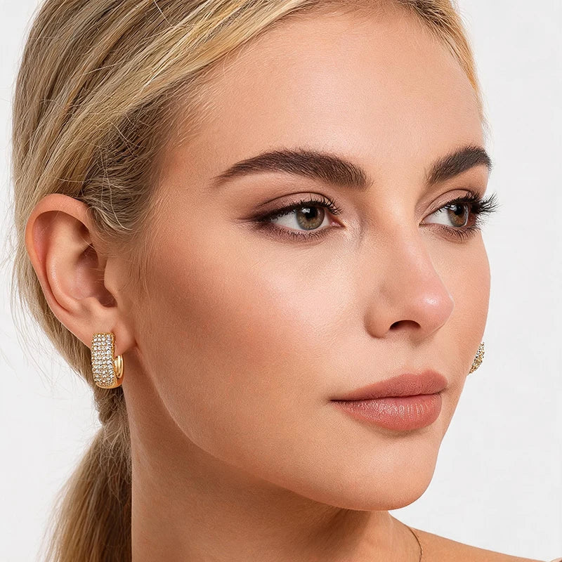 Elegant zirconia round huggie hoop earrings for women by HSF Marketplace