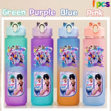 Kpop Demon Hunters gradient color water cup with straw, 750ml, by HSF Marketplace