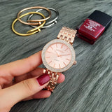 Contena Brand Luxury Women's Watch Fashion Rhinestones Stainless Steel Quartz Watch Simple Elegant Ladies Watch Reloj Mujer