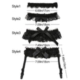 Women’s lace bow leg ring garter belt, bridal wedding garter and thigh loop lingerie accessory