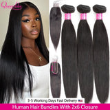 20 20 20 inch Straight Human Hair Bundles And Closure 100% Raw Hair Bundles With 2x6 HD Lace Closure 30inch Bundles Human Hair
