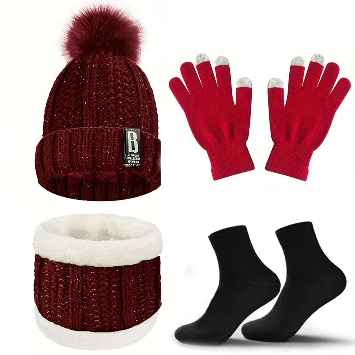 Warm winter beanie hat, gloves and scarf set for men and women by HSF Marketplace