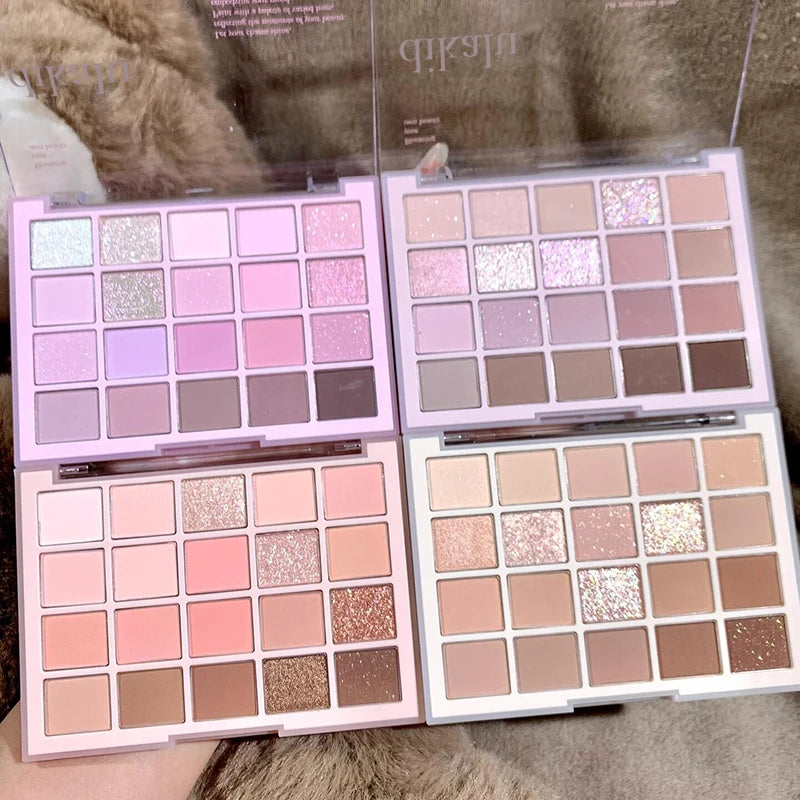 20-color Korean eyeshadow palette with purple matte, pearlescent, glitter, and waterproof shades by HSF Marketplace