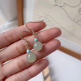 Ancient style jade earrings for girls, elegant green jewelry pair by HSF Marketplace