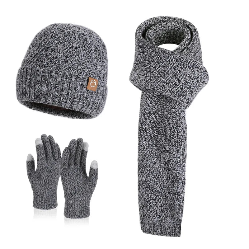 Winter knitted hat, scarf and gloves set for cold weather by HSF Marketplace